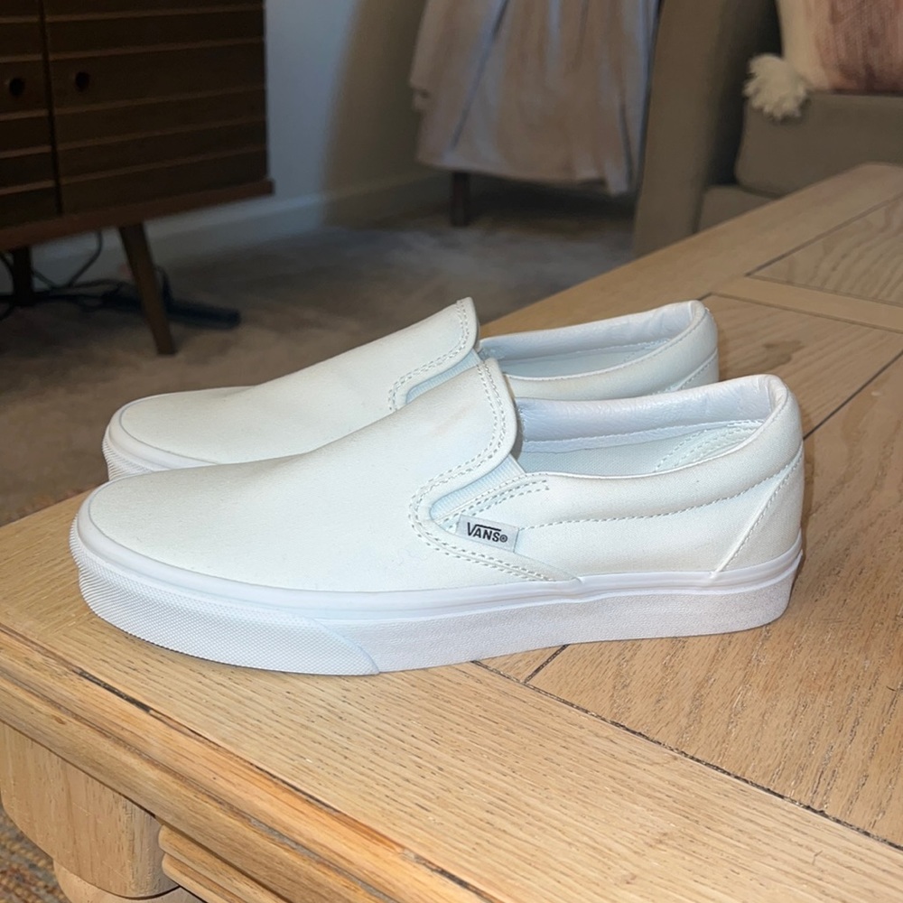 BRAND NEW triple white slip on vans